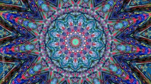 Beautiful Original Art therapy moving Mandala. Seamless loop psychotherapy. Geometric patterns to find or restore a sense of healthy mental balance. For yoga specialist, astrology, art therapist.