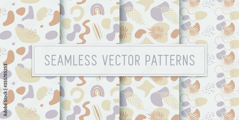 Seamless Earth Tone Abstract Pattern set