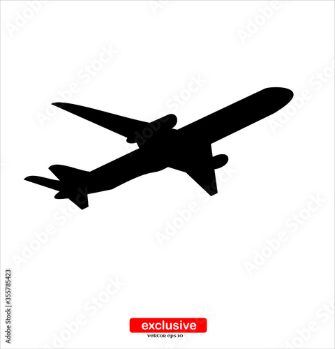 plane black icon.Flat design style vector illustration for graphic and web design.