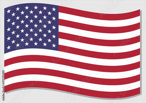 Waving flag of USA vector graphic. Waving American flag illustration. USA country flag wavin in the wind is a symbol of freedom and independence.
