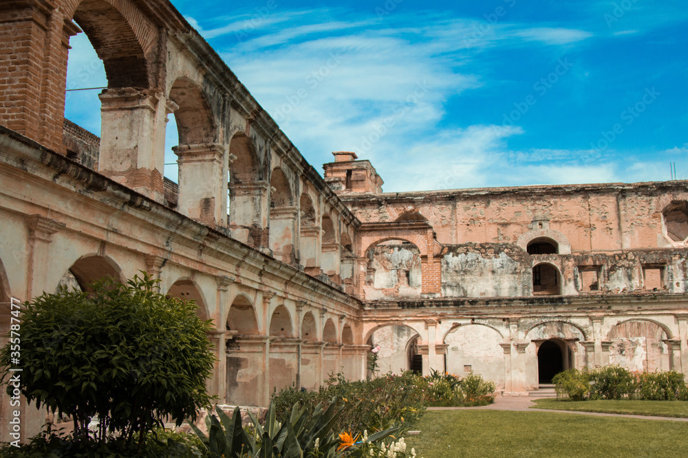 ruins of an old convent in the city of Antigua Guatemala