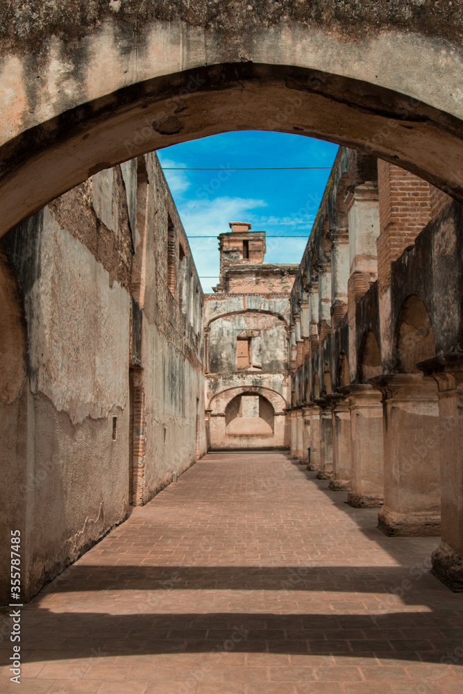 
ruins of an old convent in the city of Antigua Guatemala