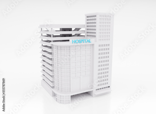 Hospital building model 3d rendering architecture wallpaper background