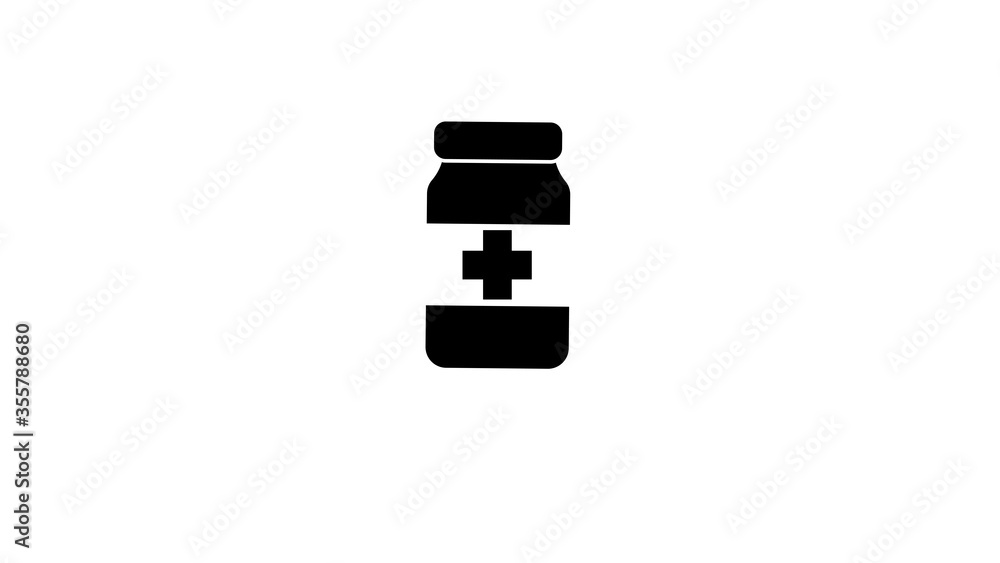 Pill bottle icon illustration on white background Pill bottle icon illustration on white background