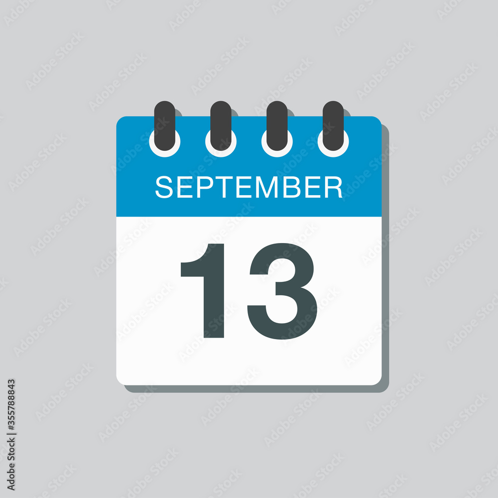 Calendar icon day 13 September, template date days Calendar icon day 13 September, template date days