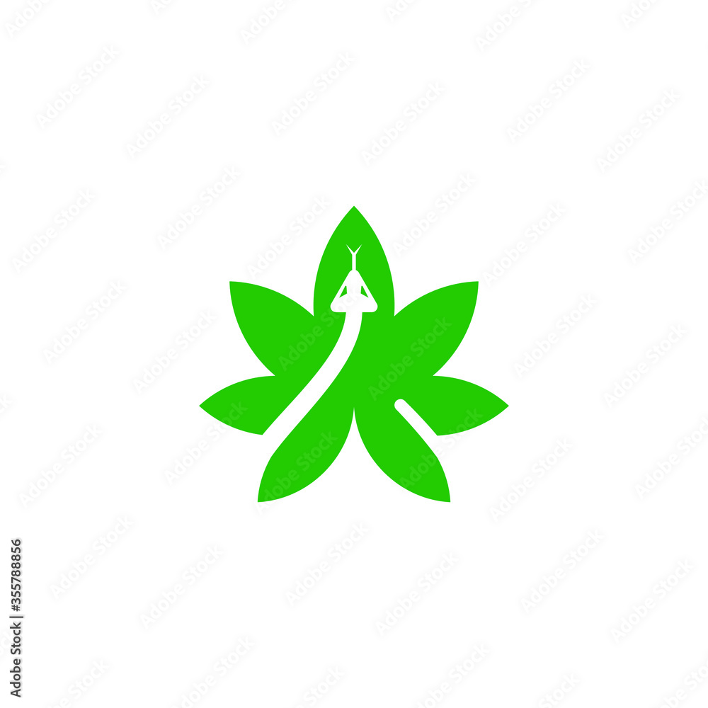 Cannabis and snake combination vector logo Cannabis and snake combination vector logo