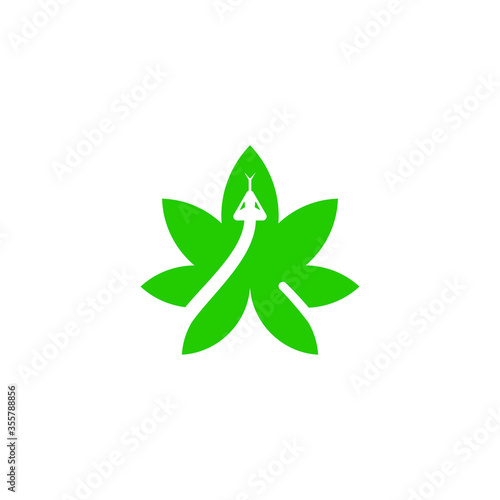 Cannabis and snake combination vector logo