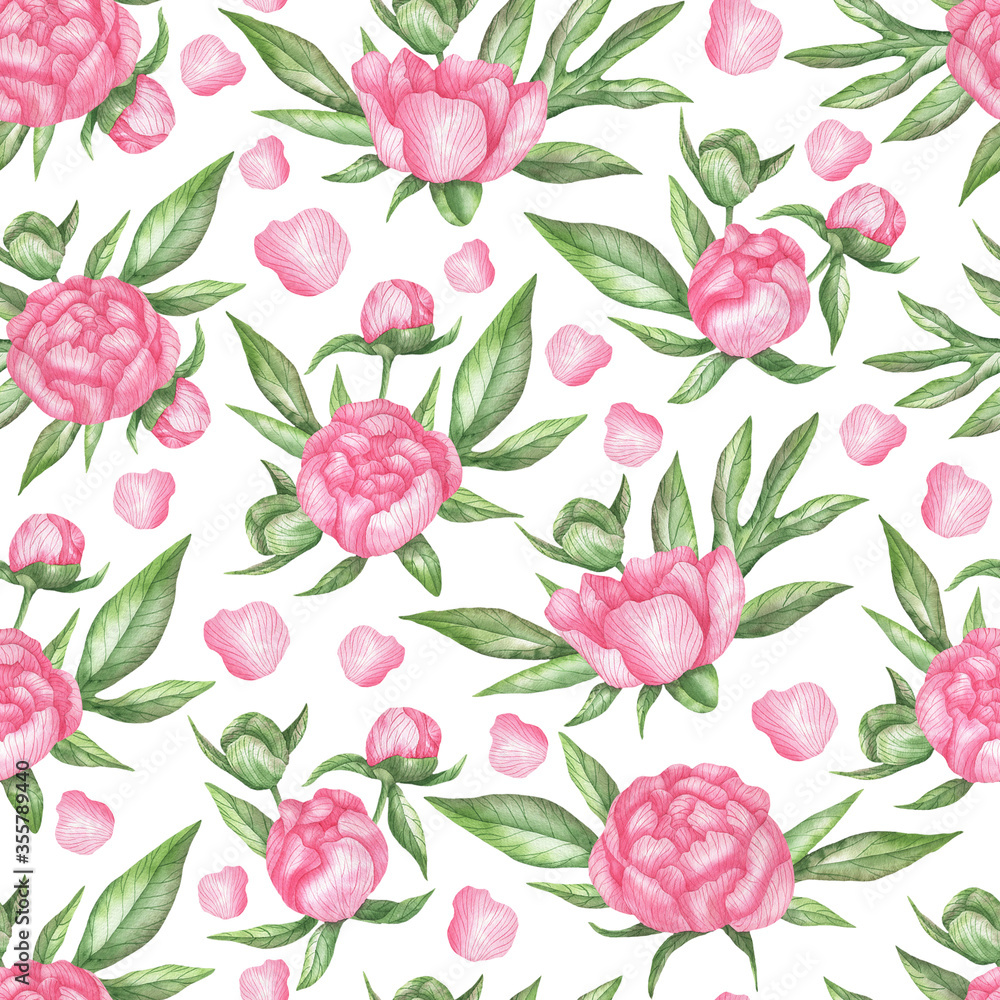 Pattern of peonies and petals Pattern of peonies and petals