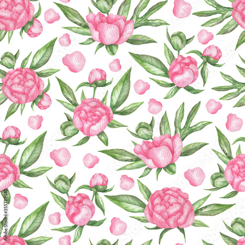 Pattern of peonies and petals