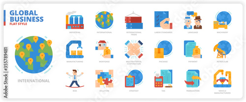 Global business icon set