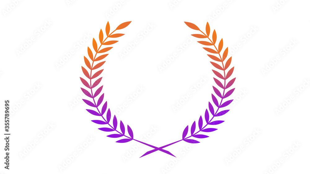 New purple and orange color wheat icon on white background