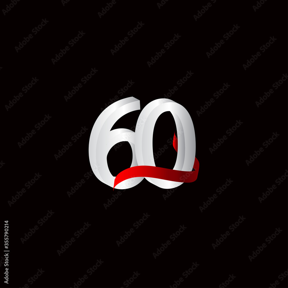 60 Years Anniversary Celebration Number Black and White Vector Template Design Illustration 60 Years Anniversary Celebration Number Black and White Vector Template Design Illustration
