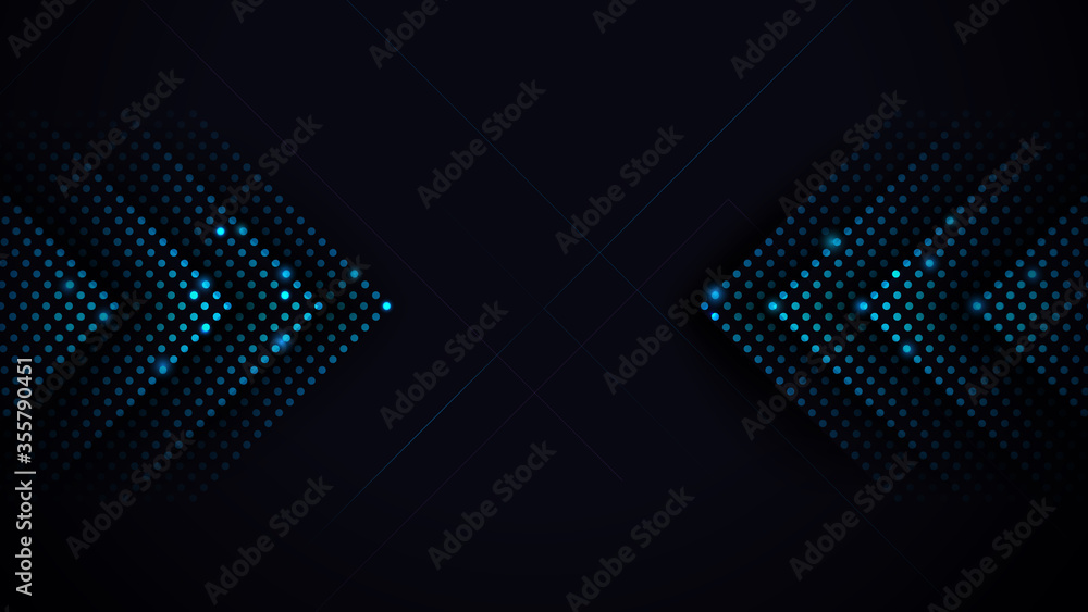 Arrows Light Blue Abstract Futuristic Speed on Black Background. Vector Illustration - obrazy, fototapety, plakaty 
