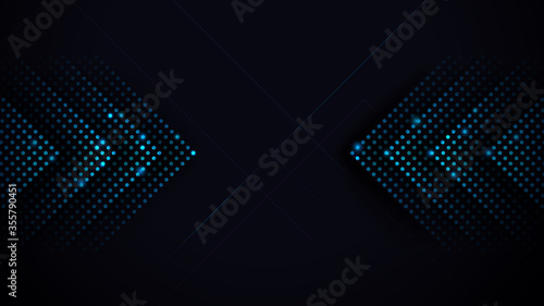 Arrows Light Blue Abstract Futuristic Speed on Black Background. Vector Illustration
