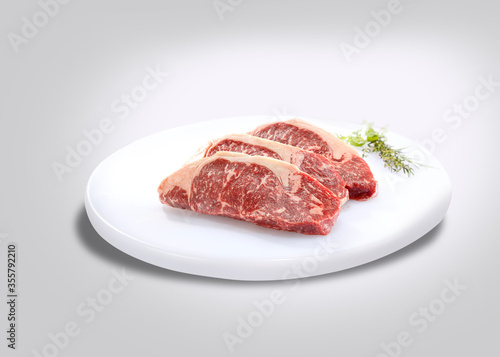 Meat Steak. Red beef sliced for steak raw material.