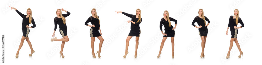 Woman in black clothing isolated on white Woman in black clothing isolated on white