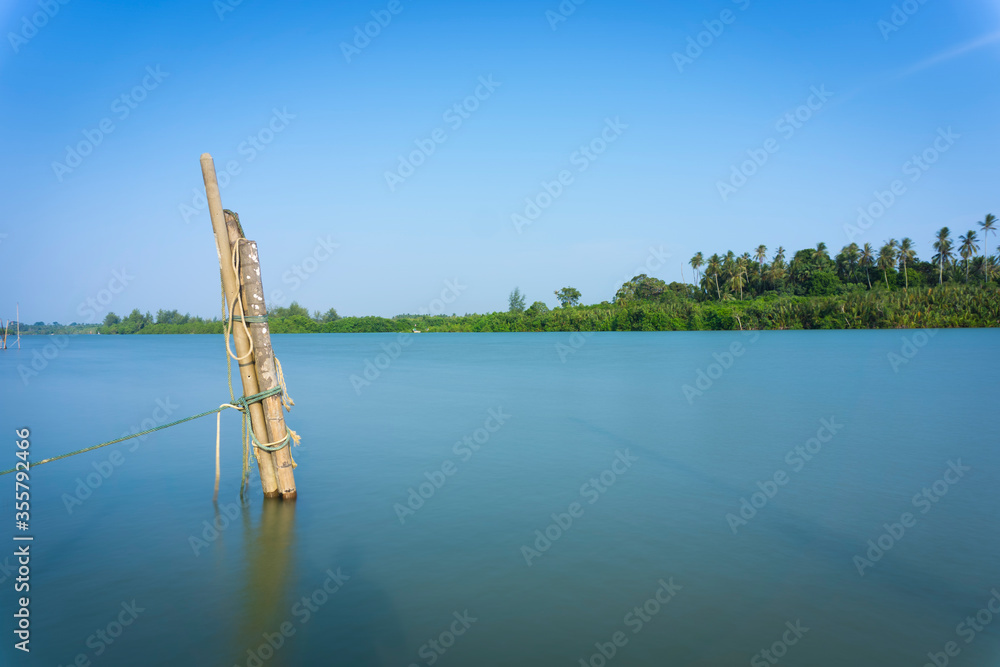 Beautiful scenery at a fisherman boat park at a village in Kelantan, Malaysia
