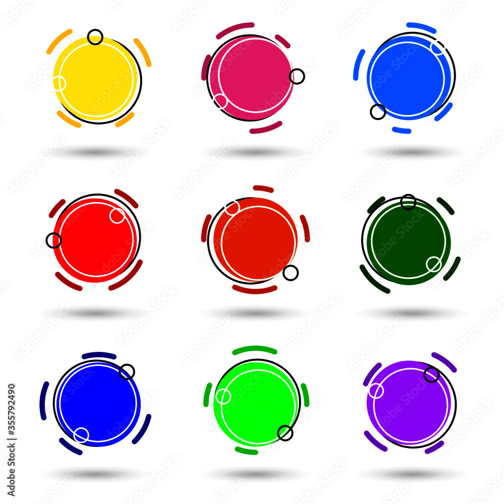 Set of nine flat abstract banners. Different colours Set of nine flat abstract banners. Different colours