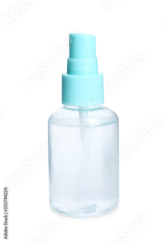 Spray bottle with antiseptic isolated on white