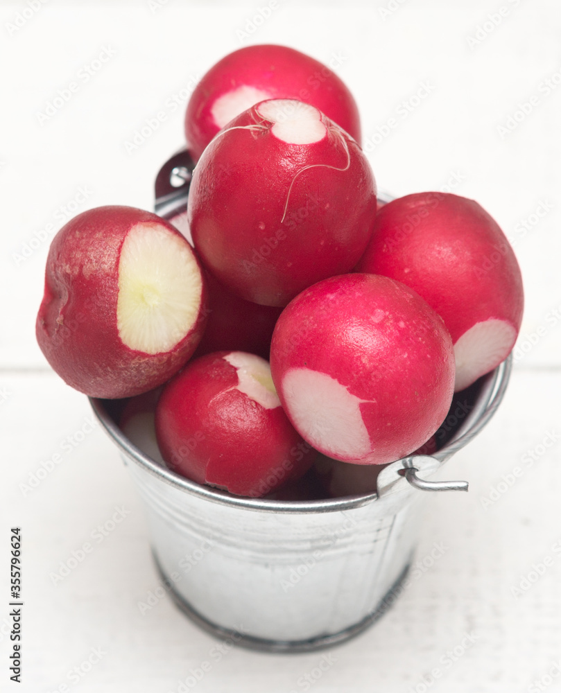 Radish in a bucket