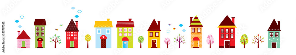 Fototapeta premium cute cottage house wallpaper vector