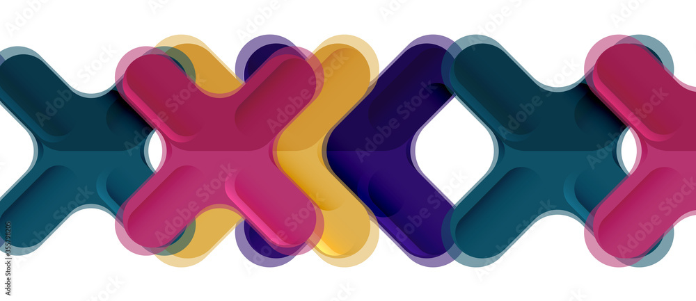 Glossy multicolored plastic style cross composition, x shape design, techno geometric modern abstract background. Trendy abstract layout template Glossy multicolored plastic style cross composition, x shape design, techno geometric modern abstract background. Trendy abstract layout template
