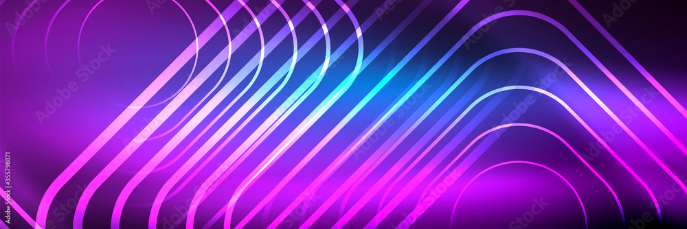 Shiny neon glowing techno lines, hi-tech futuristic abstract background template with square shapes Shiny neon glowing techno lines, hi-tech futuristic abstract background template with square shapes