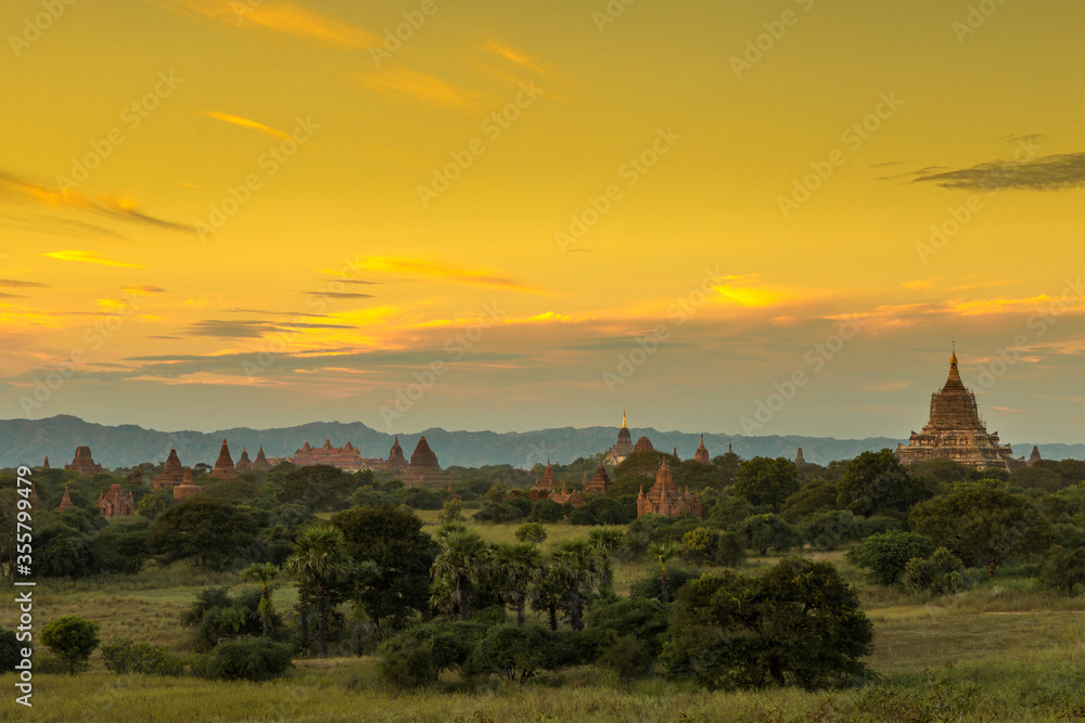Sunset Over the Bagan City.