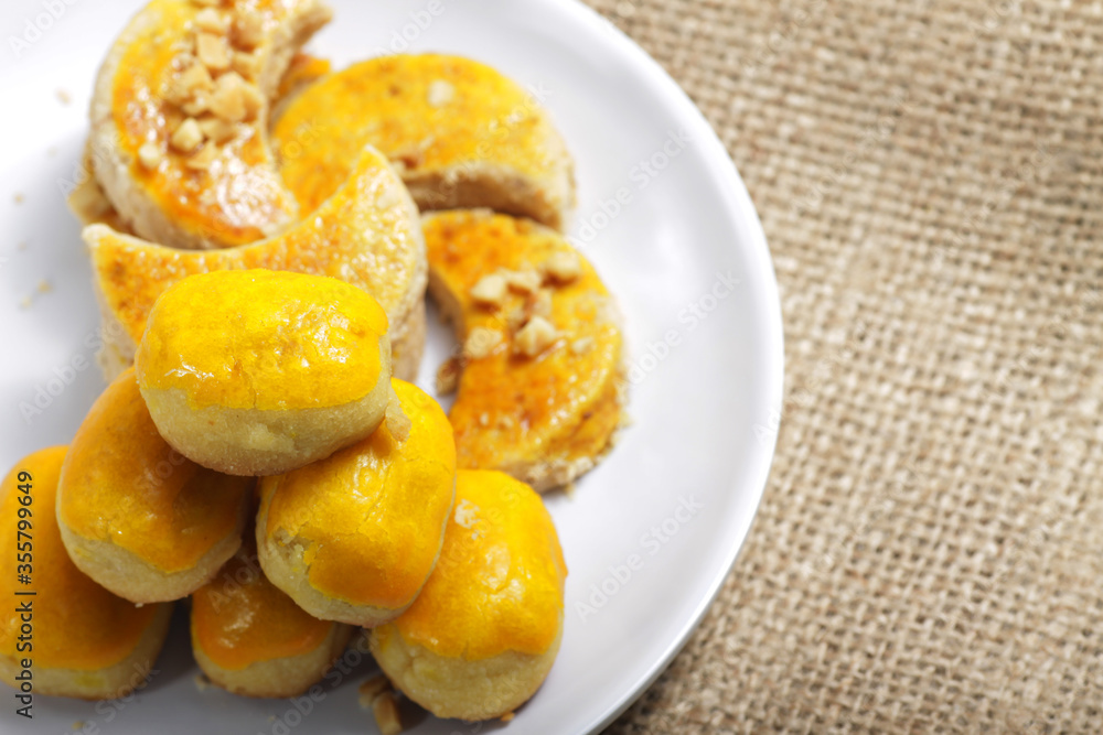 Nastar and peanut cookies, sweet snack that famous in Indonesia, especially when celebrate eid fitr mubarak Nastar and peanut cookies, sweet snack that famous in Indonesia, especially when celebrate eid fitr mubarak
