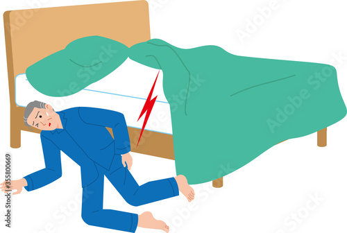 室内事故。ベッドから落ちてけがをした高齢者