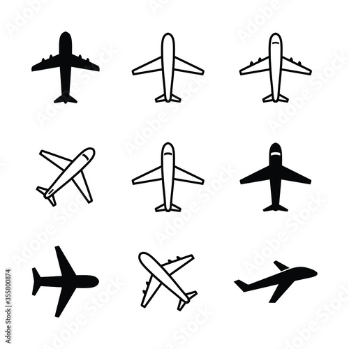 Set of airplane vector isolated on white background, Airplane icon flat vector collections. Airplane icon trendy and modern symbol for logo, web, app, template, business.