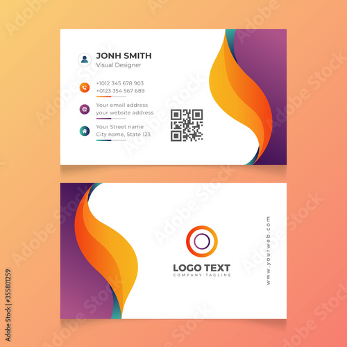 Modern Creative and Clean Business Card Template. Simple beautiful creative business card design vector illustration with gradient colors. Minimal Corporate Business card vector