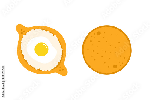 Khachapuri imeruli and khachapuri acharuli, traditional georgian pies, vector icons, illustrations. photo