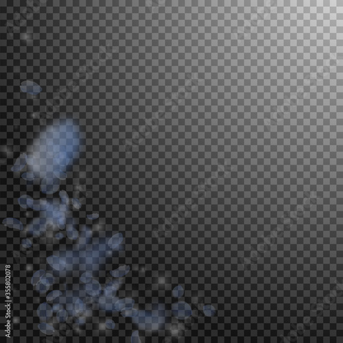 Light blue flower petals falling down. Shapely rom