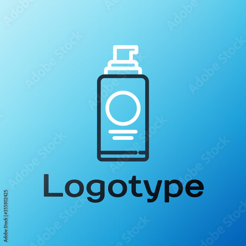 Line Spray can for hairspray, deodorant, antiperspirant icon isolated on blue background. Colorful outline concept. Vector Illustration
