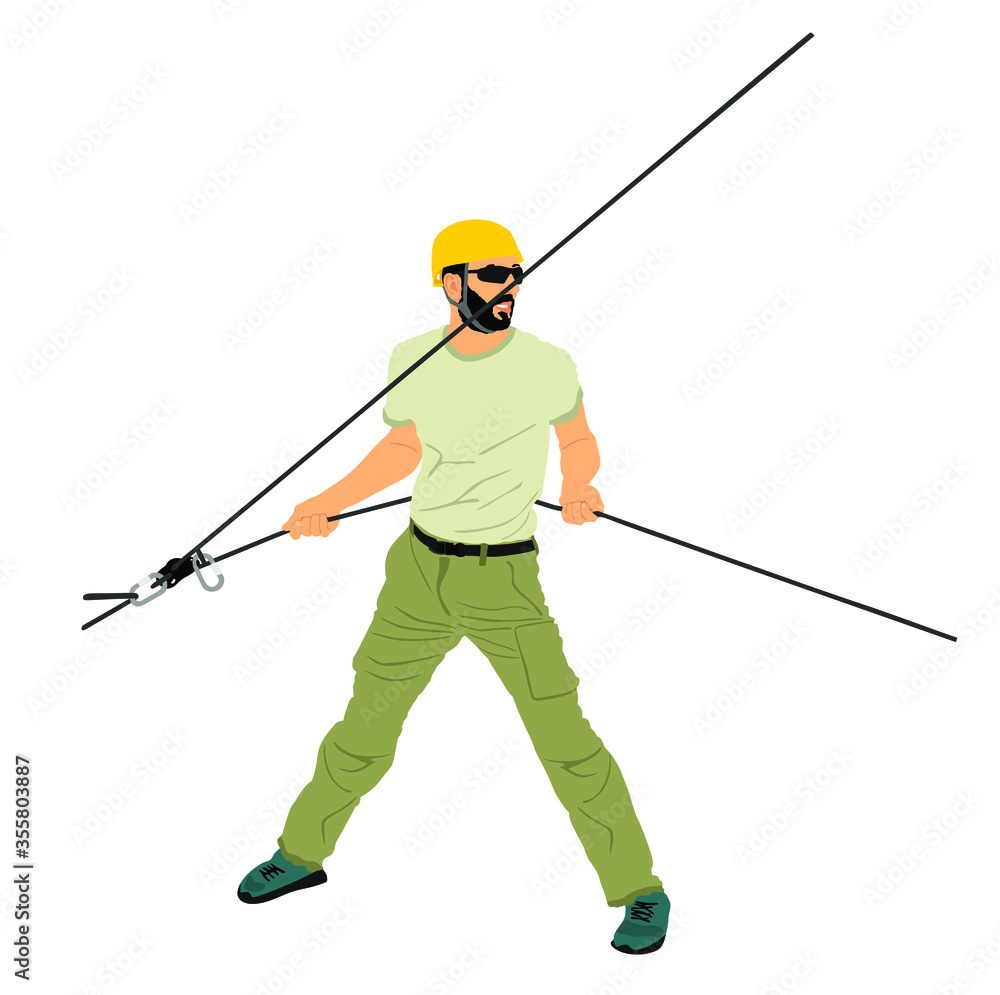 Man with rope rock climbing instructor guides to climber up on rock vector illustration isolated on white. Extreme sports boy climbs with rope. Sport action in adventure park. Alpinist rescue team. Man with rope rock climbing instructor guides to climber up on rock vector illustration isolated on white. Extreme sports boy climbs with rope. Sport action in adventure park. Alpinist rescue team.