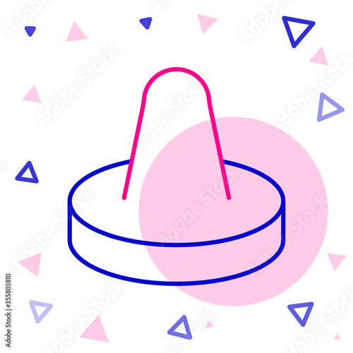 Line Mallet and puck for playing air hockey game icon isolated on white background. Colorful outline concept. Vector Illustration