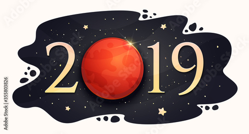 Lunar eclipse 21 January 2019. Vector illustration. Blood Moon.
