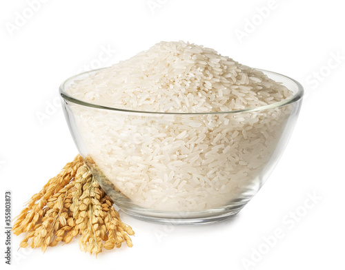 rice in glass bowl