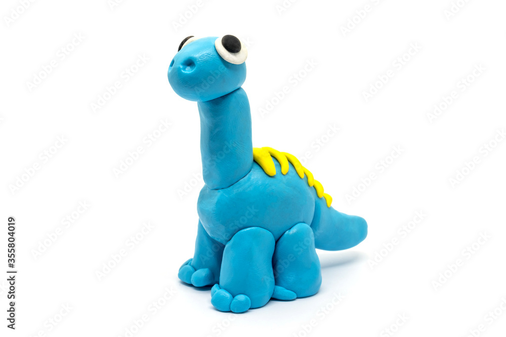 Play dough Brachiosaurus on white background. Handmade clay plasticine Play dough Brachiosaurus on white background. Handmade clay plasticine