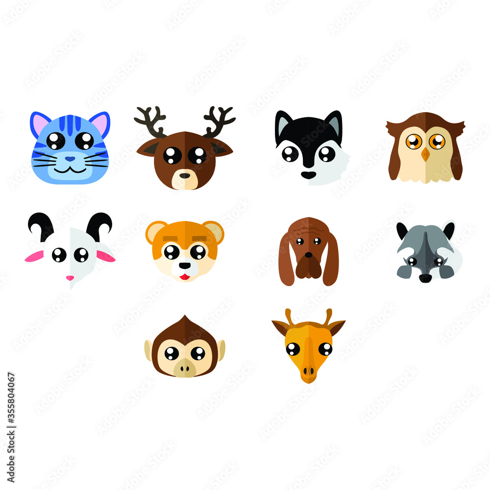 Set of Simple Vector Design of Animal in Full Color Set of Simple Vector Design of Animal in Full Color