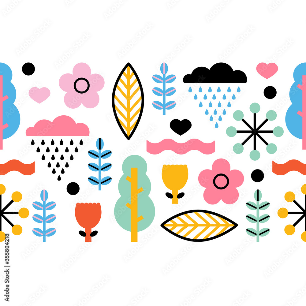 Summer card in scandinavian style. Can be used in textile industry, paper, background, scrapbooking.