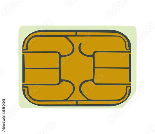 Smart phone sim card micro vector illustration isolated on white background.