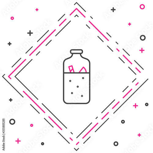 Line Mulled wine with ingredients icon isolated on white background. Cinnamon stick, clove, lemon slice. Colorful outline concept. Vector Illustration