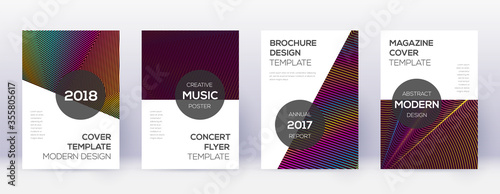 Modern brochure design template set. Rainbow abstr