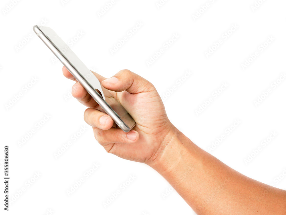 hand holding a smartphone. hand holding a smartphone.