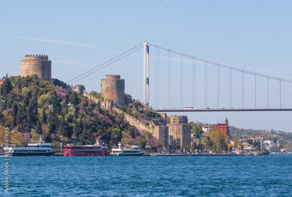 Istanbul, Turkey - a massive fortress built on the European side of Bosporus, the Rumelihisari (Rumelian Castle) is one of the main landmarks in Istanbul