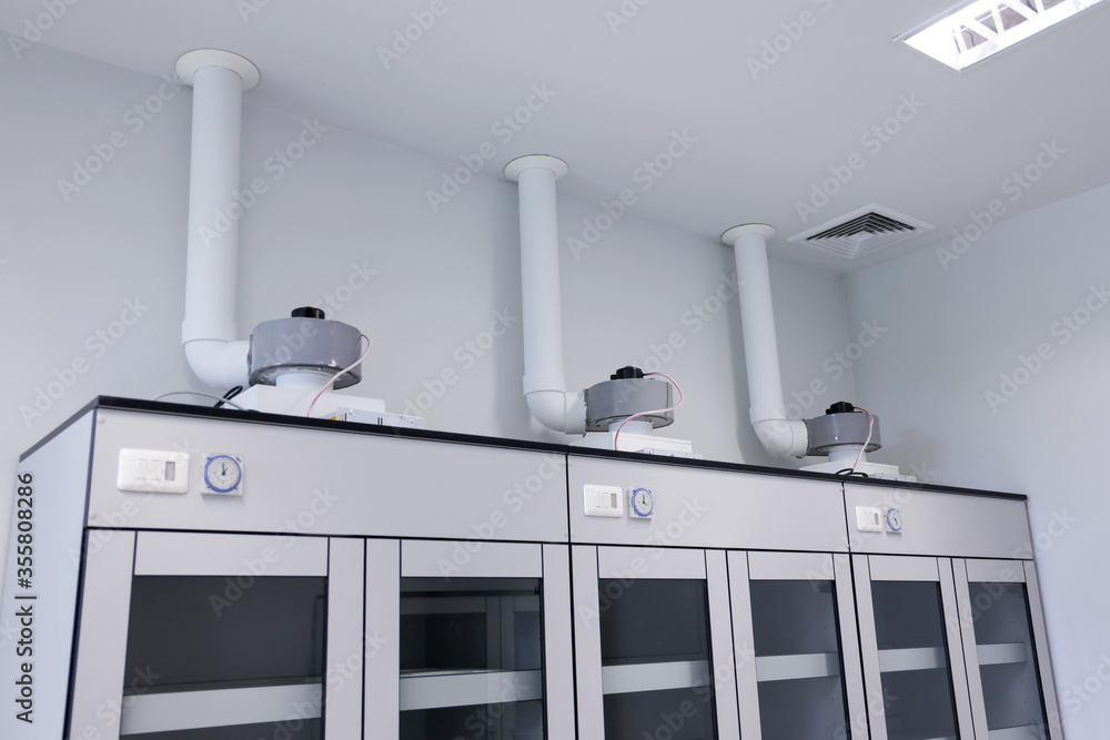 Ventilation System On The Chemical Cabinet For Storage Chemical 