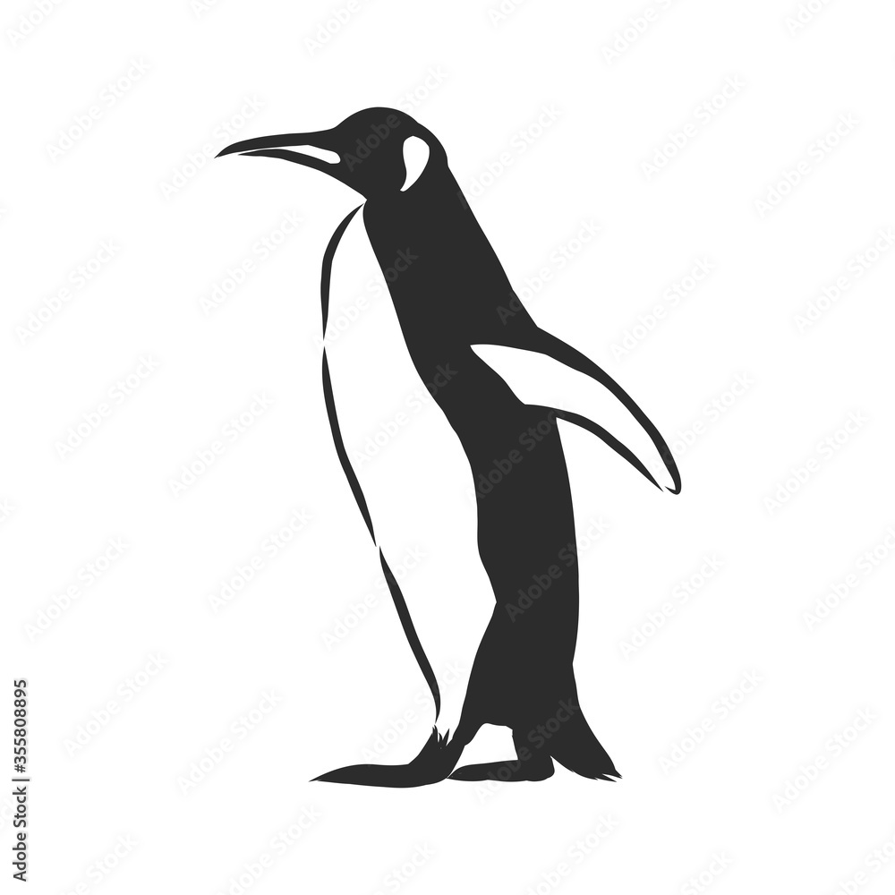 Naklejka premium Hand drawing penguins. Vector illustration, penguin, vector sketch illustration