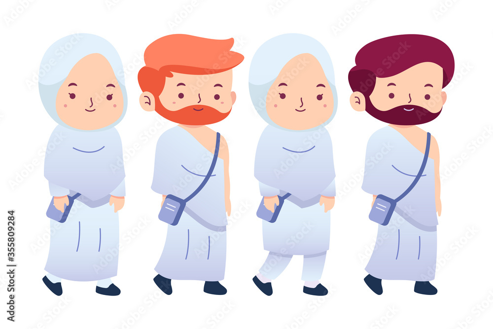 Illustration pack cute Characters Hajj theme